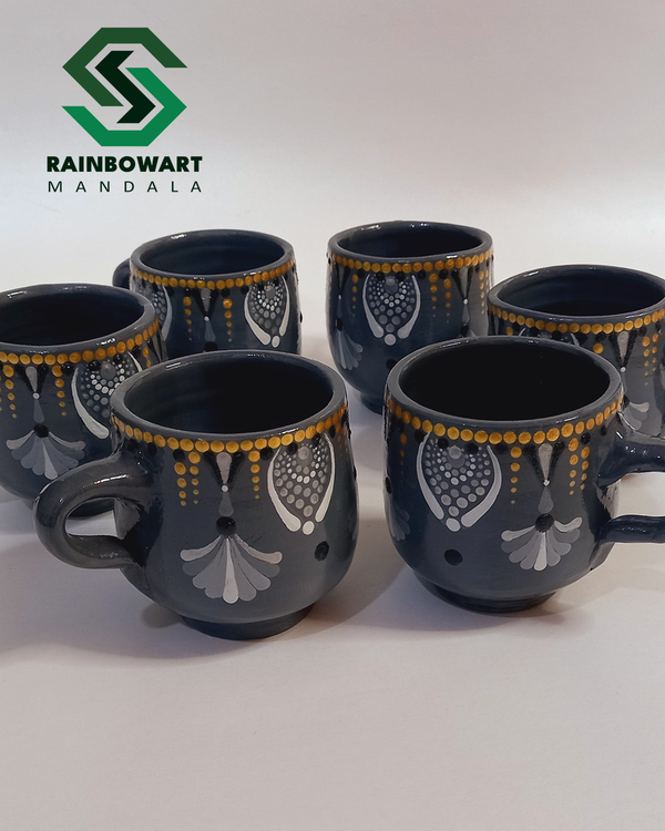 لیوان های سفالی طوسی | نقوش ماندالا و دات ماندالا | ساخته شده توسط سهیلا میرزایی | سفارش از فروشگاه رینبوآرت | دکوری و تزئینی | ارسال رایگان در رشت