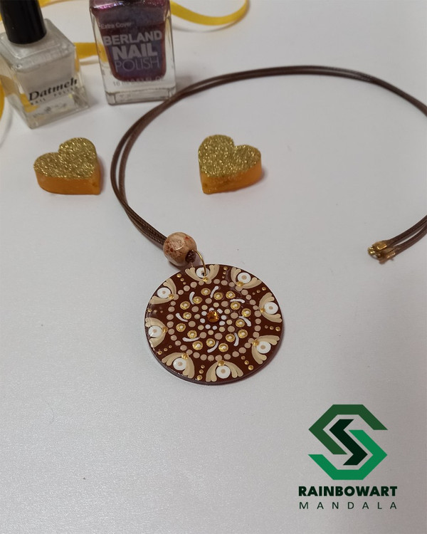 خرید گردنبند قهوه ای طرح ماندالا و دات ماندالا با ارسال رایگان در رشت