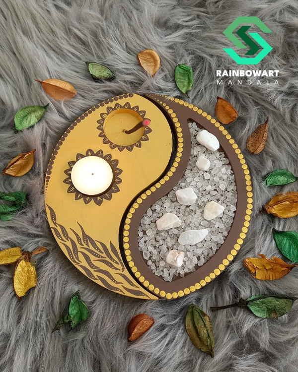 جاشمعی و جاعودی دوتکه چوبی | نقوش ماندالا و دات ماندالا | خرید از فروشگاه رینبوآرن | ساخته شده توسط سهیلا میرزایی | ارسال رایگان در رشت