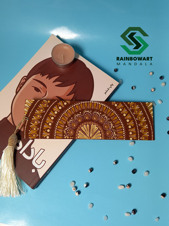 بوکمارک چوبی قهوه ای | طرح ماندالا و دات ماندالا | ساخته شده توسط سهیلا میرزایی | خرید از فروشگاه رینبوآرت