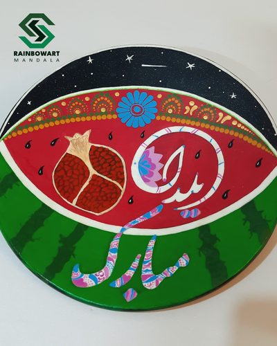 خرید دیوارکوب سفالی برای شب یلدا از فروشگاه رینبوآرت کار شده با نقوش نمادین ایرانی توسط سهیلا میرزایی