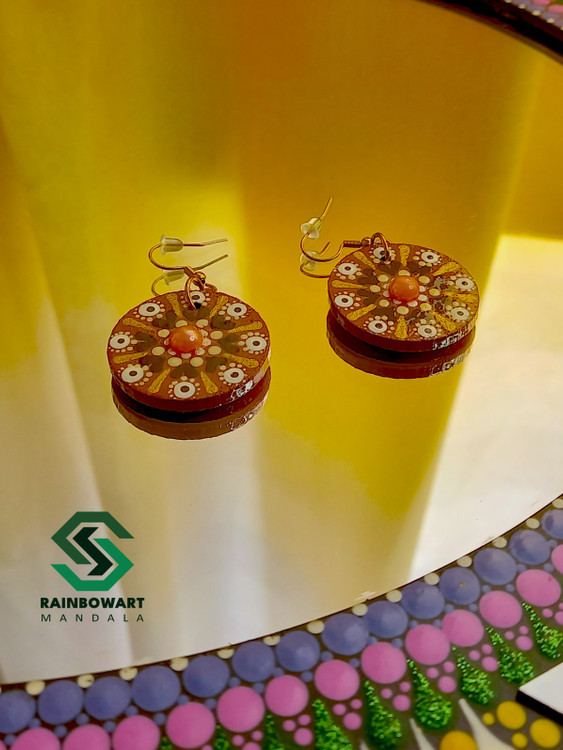 خرید گوشواره قهوه ای ماندالا و دات ماندالا با ارسال رایگان در رشت از فروشگاه رینبوآرت