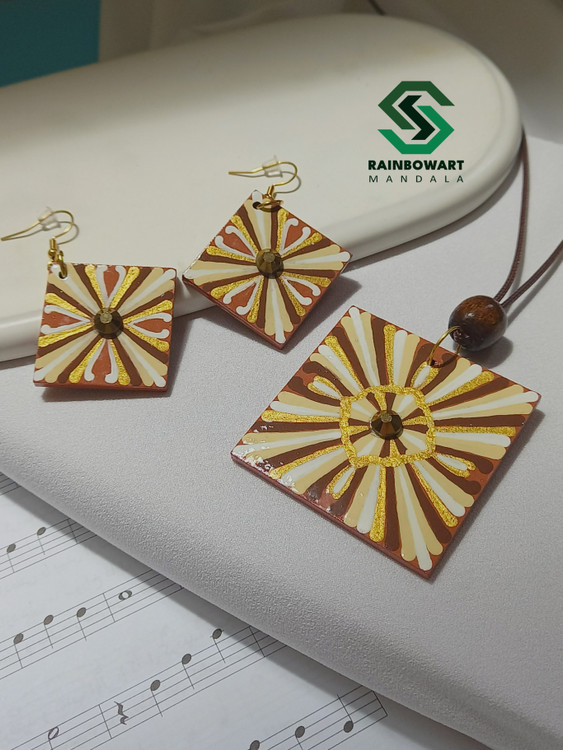 خرید ست گردنبند و گوشواره ماندالا و دات ماندالا با رنگ و طرح دلخواه