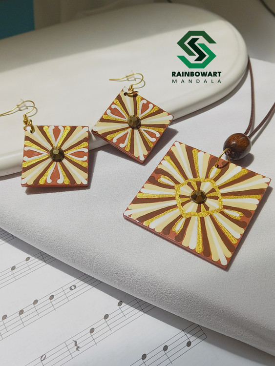 خرید ست گردنبند و گوشواره قهوه ای از فروشگاه رینبوآرت با ارسال رایگان در رشت