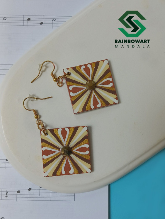 خرید گوشواره قهوه ای ماندالا و دات ماندالا با ارسال رایگان در رشت از فروشگاه رینبوآرت