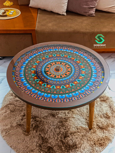 میز جلومبلی نوری | طرح ماندالا و دات ماندالا | خرید از فروشگاه رینبوآرت | ارسال رایگان در رشت | ساخته شده توسط سهیلا میرزایی