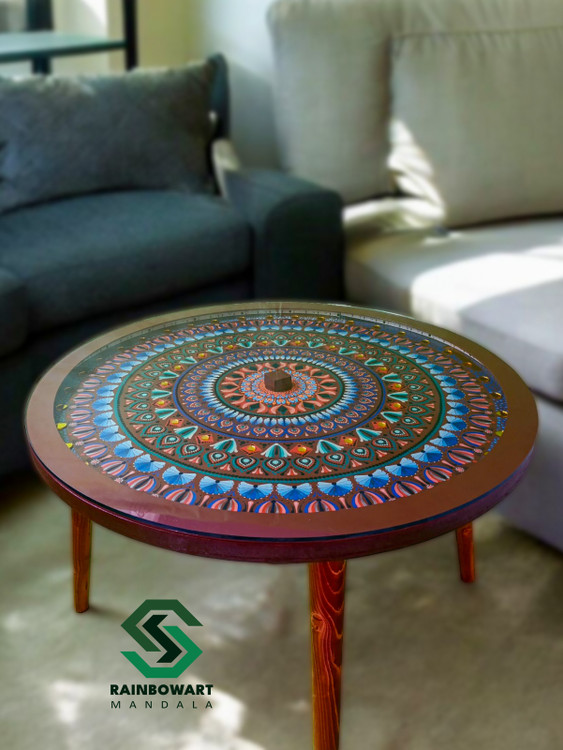 خرید جلومبلی دکوری شیک با نقوش ماندالا و دات ماندالا از فروشگاه رینبوآرت