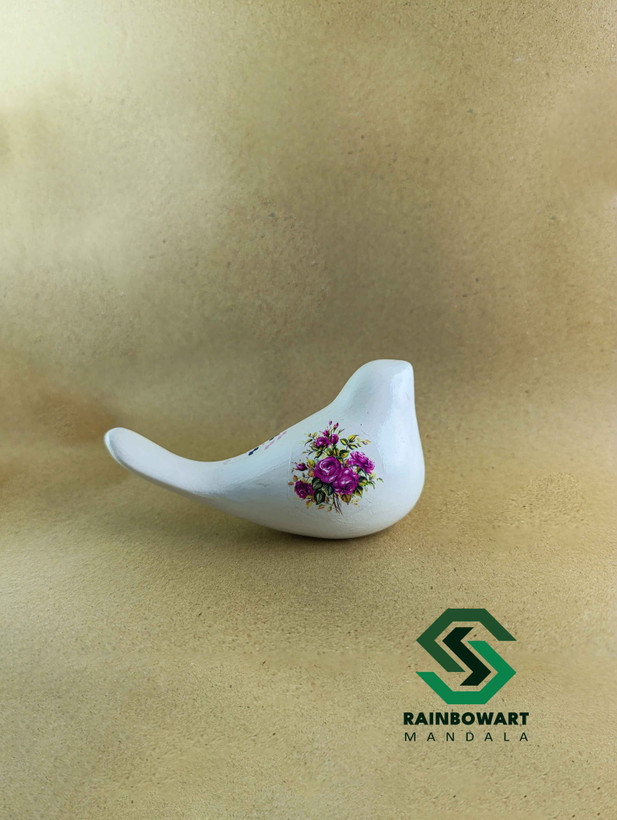 سفارش مجسمه تزئینی دکوری سفالی پرنده با رنگ و طرح دلخواه از فروشگاه رینبوآرت