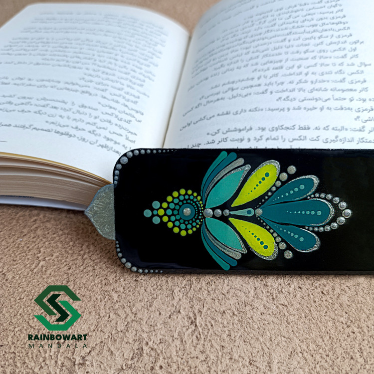 بوکمارک (نشانگر) چوبی فیروزه ای با روکش رزین | ماندالا و دات ماندالا | ارسال رایگان